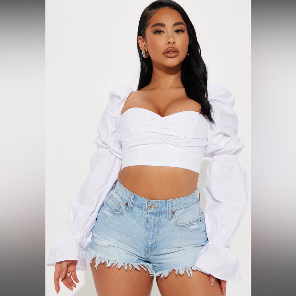 NEW - Secret Diary Poplin Corset Top - White